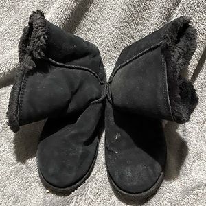 Black Suede Fuzzy Boots